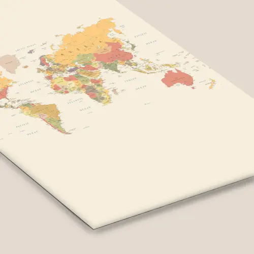 Wereldkaart - Realistisch - Beige fotolijst zwart zonder passe partout klein -zsfeer6