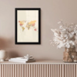 Wereldkaart - Realistisch - Beige fotolijst zwart zonder passe partout klein -sfeer5