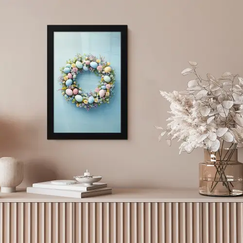 Krans - Eieren - Bloemen fotolijst zwart zonder passe partout klein -sfeer5