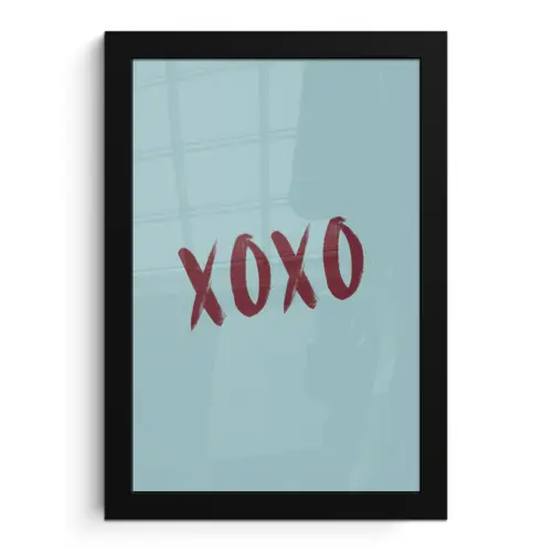 XOXO - Blauw - Rood fotolijst zwart zonder passe partout klein -3d