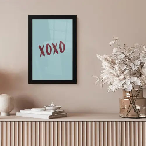 XOXO - Blauw - Rood fotolijst zwart zonder passe partout klein -sfeer5