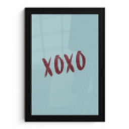 XOXO - Blauw - Rood fotolijst zwart zonder passe partout klein -3d