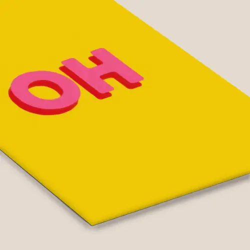Geel - Roze - Oh - 3D fotolijst zwart zonder passe partout klein -zsfeer6