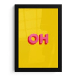 Geel - Roze - Oh - 3D fotolijst zwart zonder passe partout klein -3d
