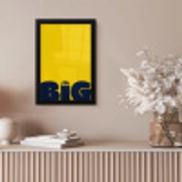 Geel - Think big - Grafisch fotolijst zwart zonder passe partout klein -sfeer5
