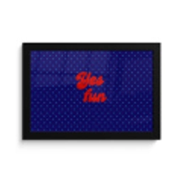 Yes fun - Rood - Blauw - Stippen fotolijst zwart zonder passe partout klein -3d