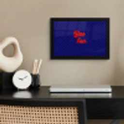 Yes fun - Rood - Blauw - Stippen fotolijst zwart zonder passe partout klein -sfeer1