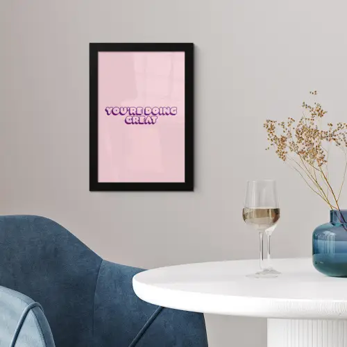 You're doing great - roze - 3D fotolijst zwart zonder passe partout klein -sfeer4