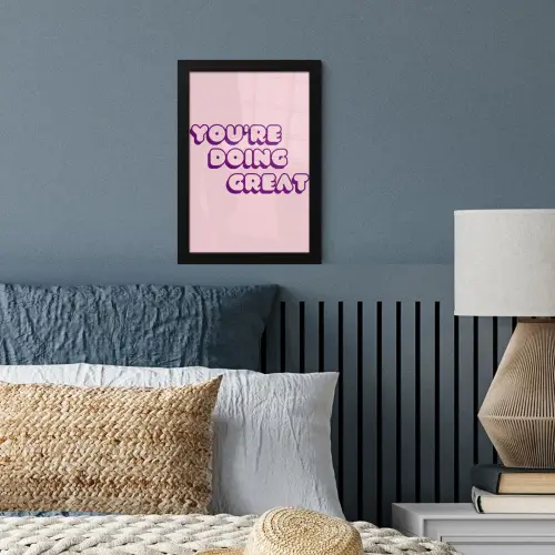 You're doing great - Roze - Bubble letters fotolijst zwart zonder passe partout klein -sfeer3