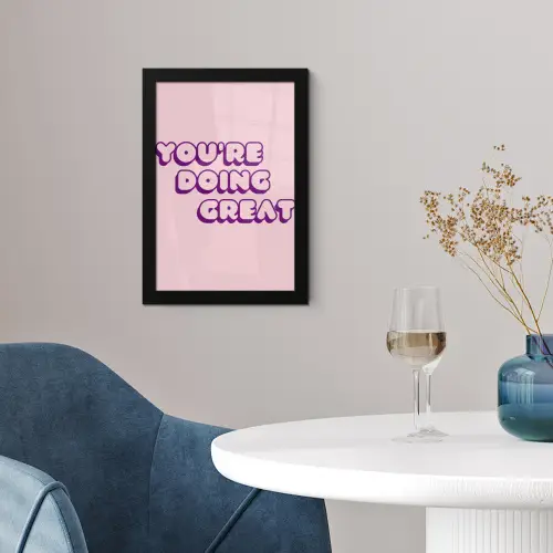 You're doing great - Roze - Bubble letters fotolijst zwart zonder passe partout klein -sfeer4