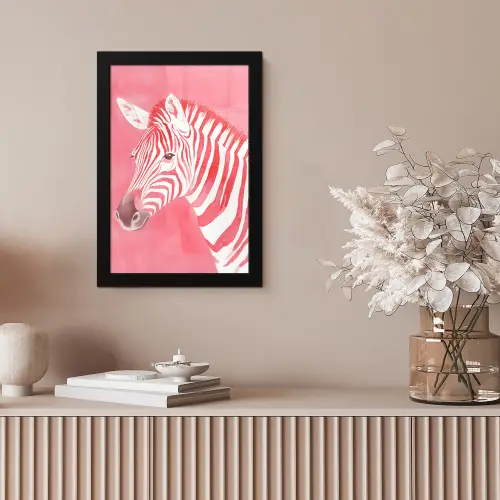 Zebra - Pink - Verf fotolijst zwart zonder passe partout klein -sfeer5