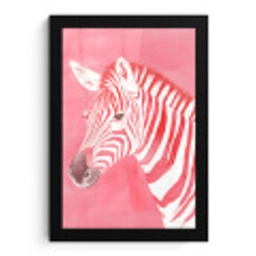 Zebra - Pink - Verf fotolijst zwart zonder passe partout klein -3d