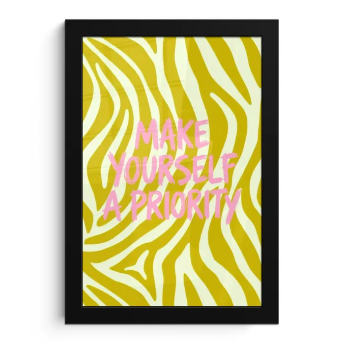 Zebraprint - Priority - Roze fotolijst zwart zonder passe partout klein -3d