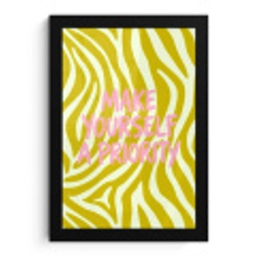 Zebraprint - Priority - Roze fotolijst zwart zonder passe partout klein -3d