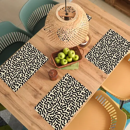 Abstract - Lijnen - Zwart Placemat vinyl groot 368 -zzsfeer5_Kitchenyeah-website