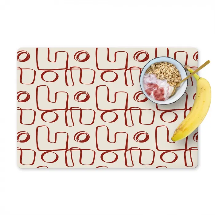 Abstract - Patroon - Beige - Rood Placemat vinyl groot 368 -zzzproduct_Kitchenyeah-website