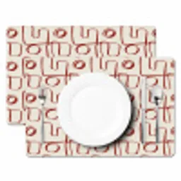Abstract - Patroon - Beige - Rood Placemat vinyl groot 368 -zzsfeer2_Kitchenyeah-website