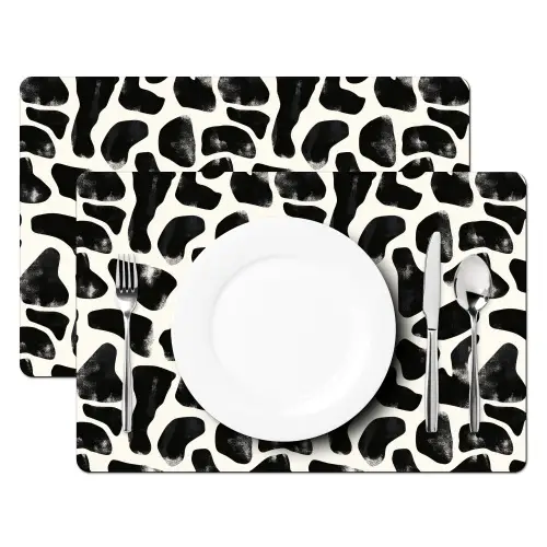 Dierenpatroon - Vlekken - Zwart - Wit Placemat vinyl groot 368 -zzsfeer2_Kitchenyeah-website