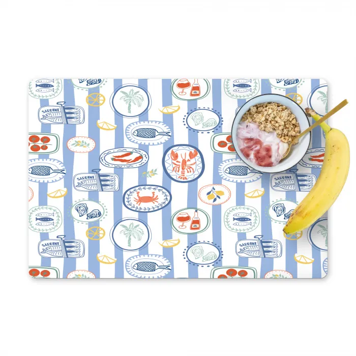 Zee - Sfeer - Kreeft - Oester Placemat vinyl groot 368 -zzzproduct_Kitchenyeah-website