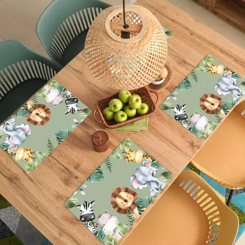 Dieren - Watercolor - Kind - Natuur Placemat vinyl groot -zzsfeer5_Kitchenyeah-website
