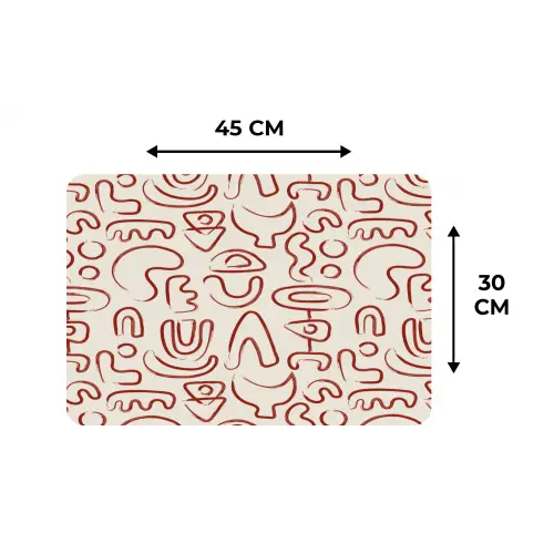 Beige - Vormen - Rood - Patroon Placemat vinyl groot 368 -specs
