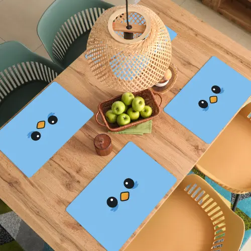 Vogel - Blauw - Eenvoudig Placemat vinyl groot -zzsfeer5_Kitchenyeah-website