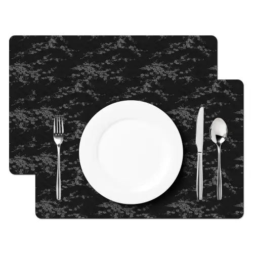 Zwart - Bloesem - Grijs Placemat vinyl groot 368 -zzsfeer2_Kitchenyeah-website