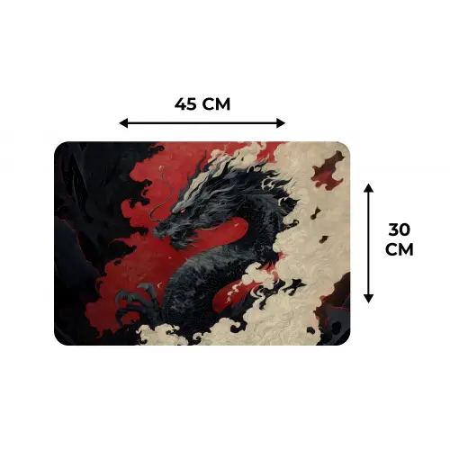 Zwarte draak - Rookwolken - Rood Placemat vinyl groot -specs