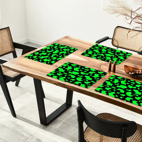 Zwart - Neon - Groen - Patroon Placemat vinyl groot 368 -zzsfeer4_Kitchenyeah-website