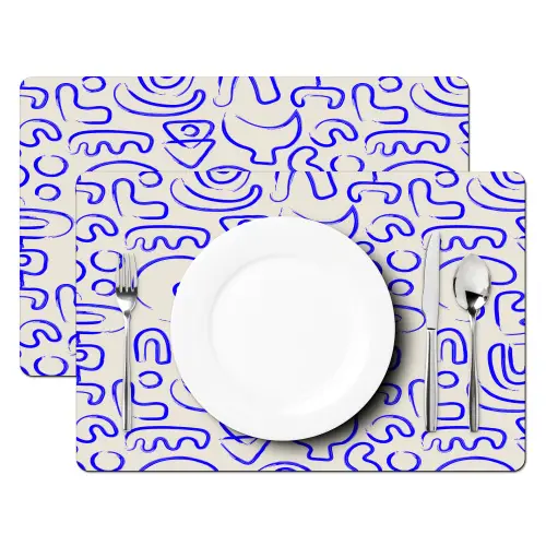 Blauw - Patroon - Abstract - Beige Placemat vinyl groot 368 -zzsfeer2_Kitchenyeah-website