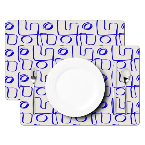 Blauw - Patroon - Beige - Abstract Placemat vinyl groot 368 -zzsfeer2_Kitchenyeah-website