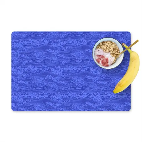 Blauw - Patroon - Heuvels - Bloemen Placemat vinyl groot 368 -zzzproduct_Kitchenyeah-website