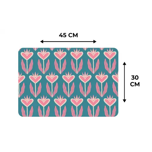 Blauw - Retro - Patroon - Hartjes Placemat vinyl groot 368 -specs