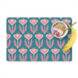 Blauw - Retro - Patroon - Hartjes Placemat vinyl groot 368 -zzzproduct_Kitchenyeah-website