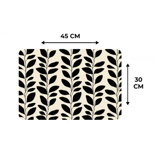 Botanisch - Dessin - Zwart - Beige Placemat vinyl groot 368 -specs