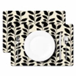 Botanisch - Dessin - Zwart - Beige Placemat vinyl groot 368 -zzsfeer2_Kitchenyeah-website