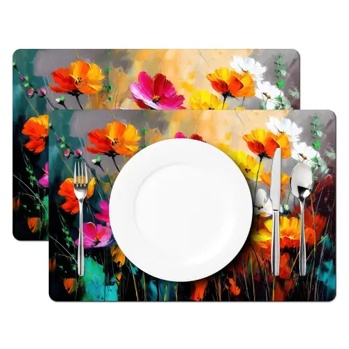 Felgekleurd - Bloemblaadjes - Abstract Placemat vinyl groot -zzsfeer2_Kitchenyeah-website