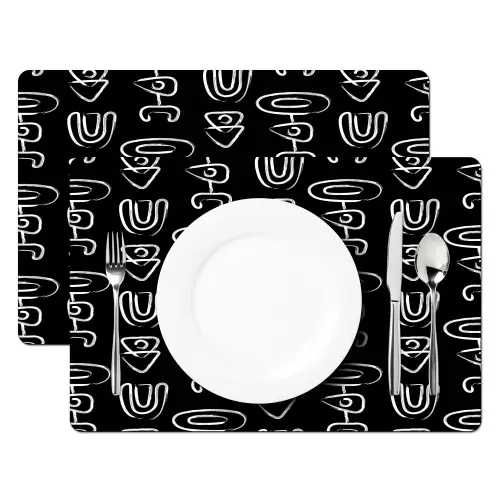 Penseel - Bogen - Lijnen - Wit Placemat vinyl groot 368 -zzsfeer2_Kitchenyeah-website