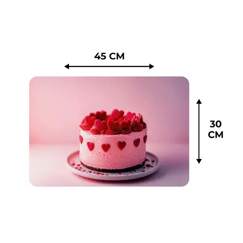 Taart - Hart - Roze Placemat vinyl groot -specs