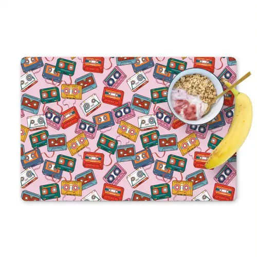 Cassette - Patroon - Roze Placemat vinyl groot 368 -zzzproduct_Kitchenyeah-website