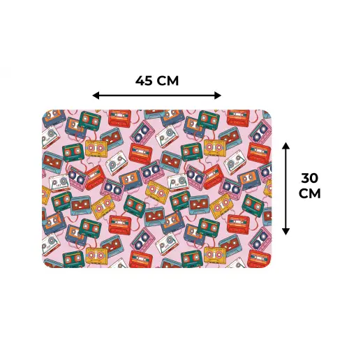 Cassette - Patroon - Roze Placemat vinyl groot 368 -specs