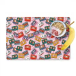 Cassette - Patroon - Roze Placemat vinyl groot 368 -zzzproduct_Kitchenyeah-website