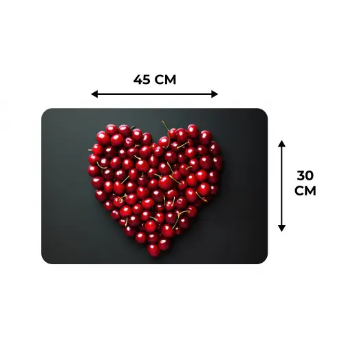 Kersen - Hart - Rood - Zwart Placemat vinyl groot -specs