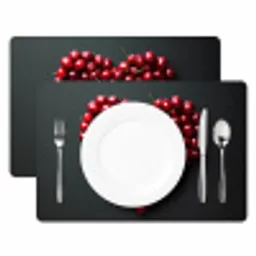 Kersen - Hart - Rood - Zwart Placemat vinyl groot -zzsfeer2_Kitchenyeah-website