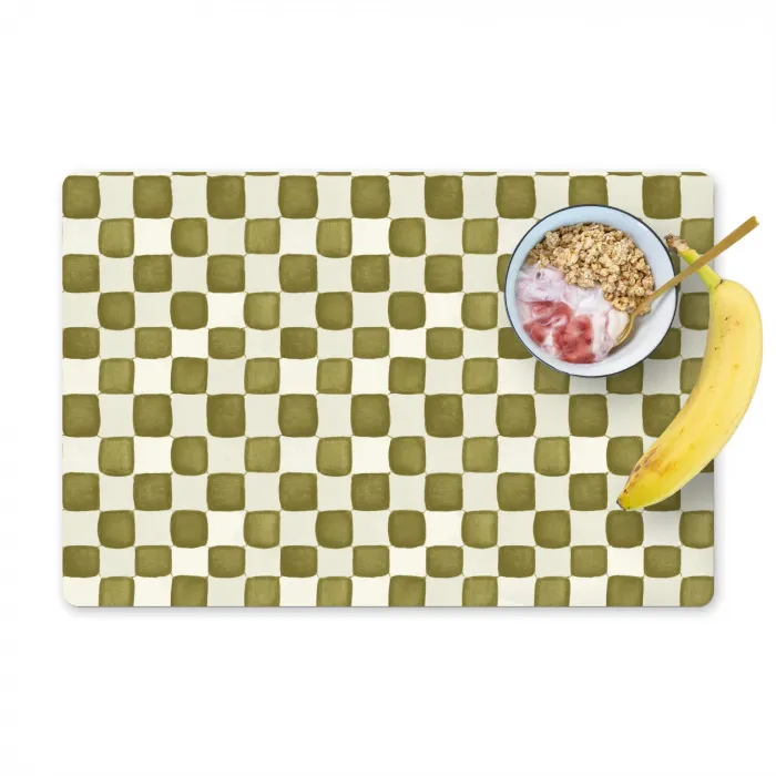 Schaak - Patroon - Groen Placemat vinyl groot 368 -zzzproduct_Kitchenyeah-website