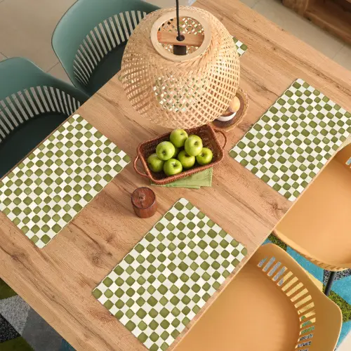 Schaak - Patroon - Groen Placemat vinyl groot 368 -zzsfeer5_Kitchenyeah-website