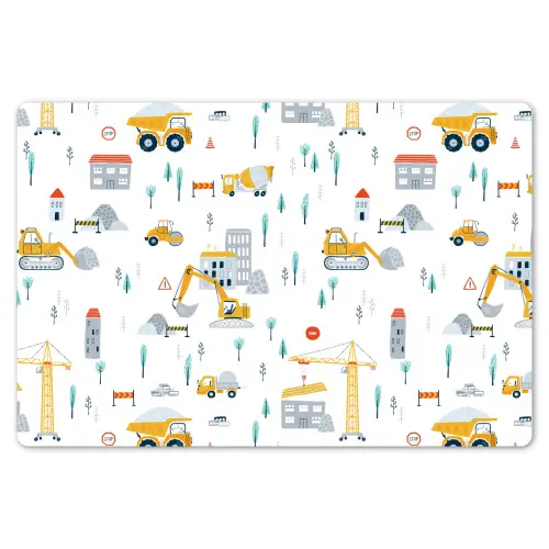 Kind - Bouwplaats - Graafmachine - Hijskraan - Patroon Placemat vinyl groot -zzsfeer1_Kitchenyeah-website