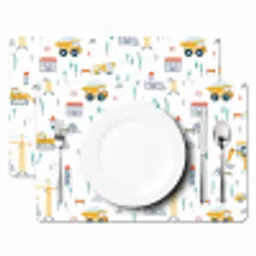 Kind - Bouwplaats - Graafmachine - Hijskraan - Patroon Placemat vinyl groot -zzsfeer2_Kitchenyeah-website