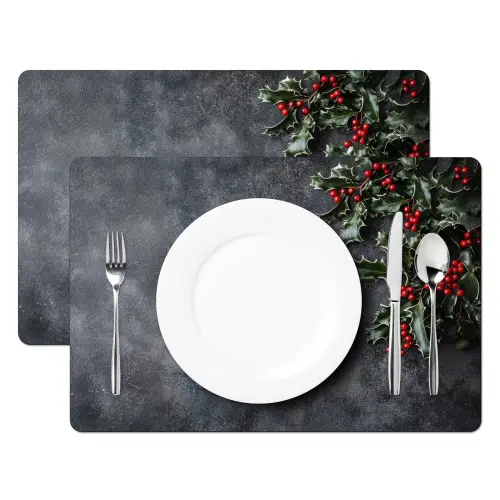 Christmas - Takken - Winter - Rood Placemat vinyl groot -zzsfeer2_Kitchenyeah-website