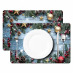 Kerstomlijsting - Sneeuw - Meerkleurig Placemat vinyl groot -zzsfeer2_Kitchenyeah-website